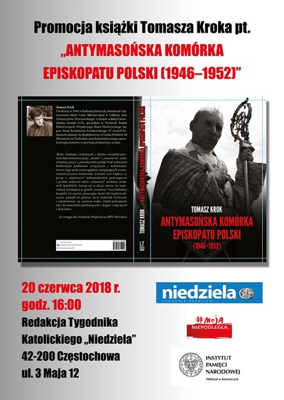 Promocja książki Tomasza Kroka „Antymasońska komórka Episkopatu Polski 1946–1952”.