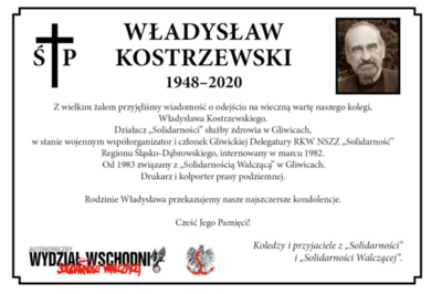 Nekrolog poświęcony śp. Władysławowi Kostrzewskiemu.