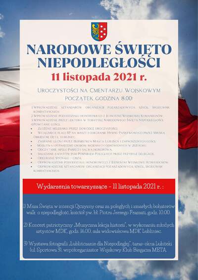 Program obchodów Narodowego Święta Niepodległości w Lublińcu.