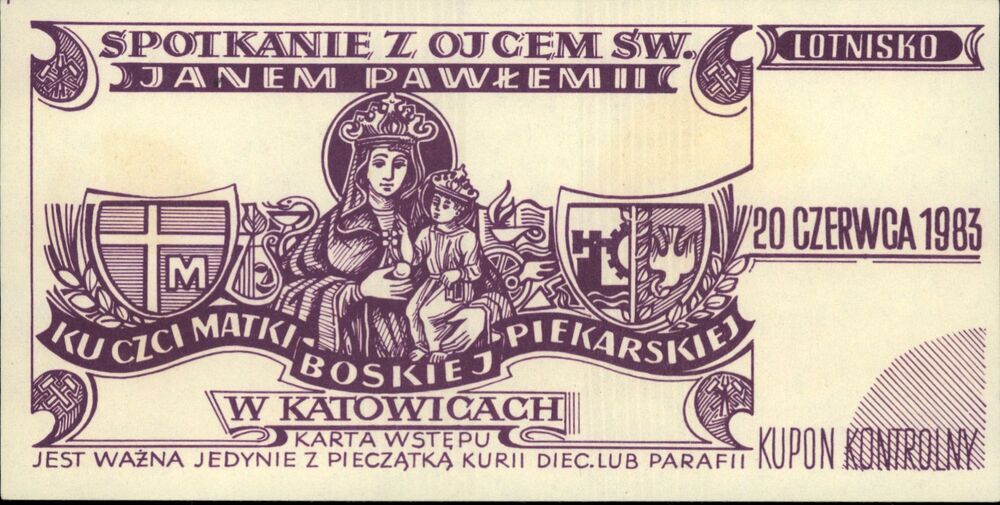 Karta wstępu na spotkanie z papieżem na lotnisku (AIPN Ka 030/177, t. 2, k. 156/1)