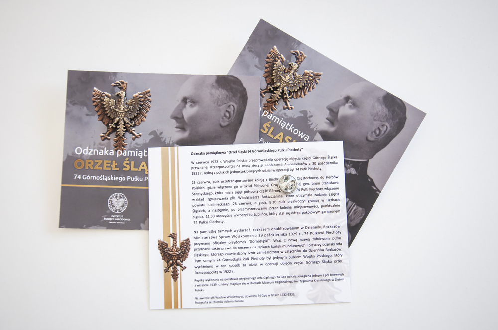 Odznaka pamiątkowa „Orzeł śląski 74 Górnośląskiego Pułku Piechoty“.