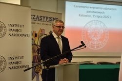 Andrzej Oczko odznaczony Krzyżem Wolności i Solidarności w Katowicach. Fot. M. Kobylańska/IPN