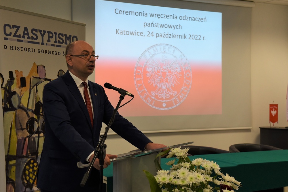 Uroczystość wręczenia Krzyży Wolności i Solidarności w Katowicach.