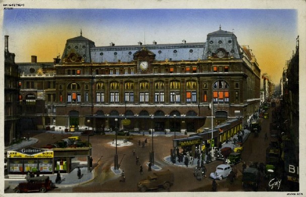 Dworzec Saint-Lazare w Paryżu, 1942 r. (kartka wydana we Francji; IPN Ka 03/756, t. 43)