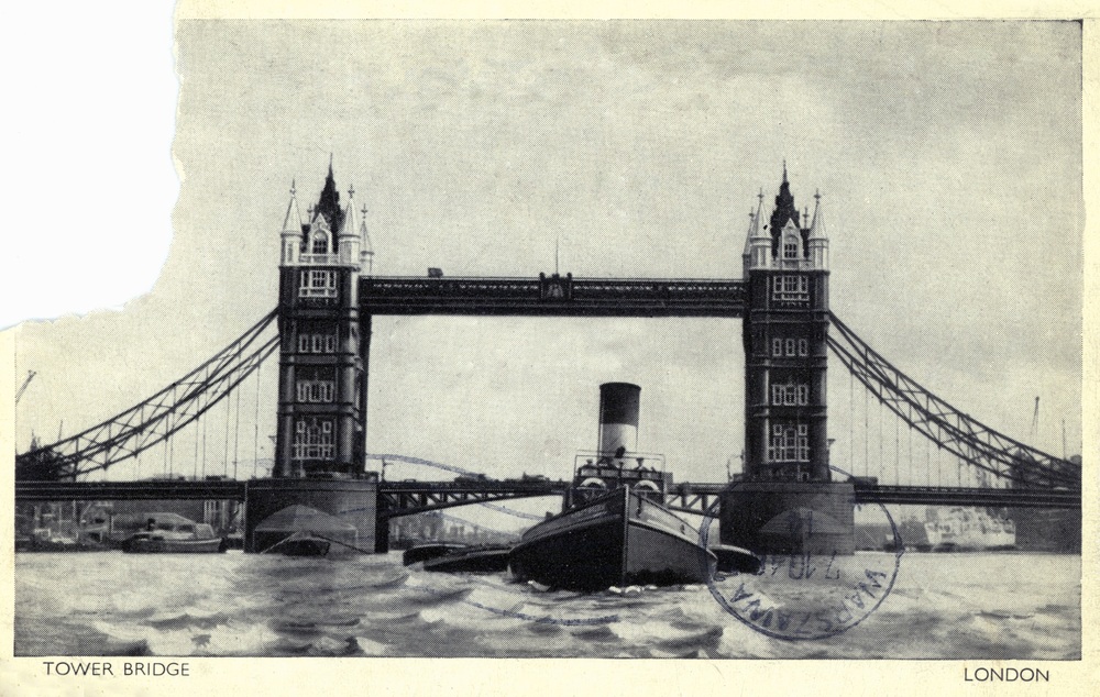 Londyn, Tower Bridge, 1948 r. (wyd. D. F &amp; S London; IPN Ka 03/917)