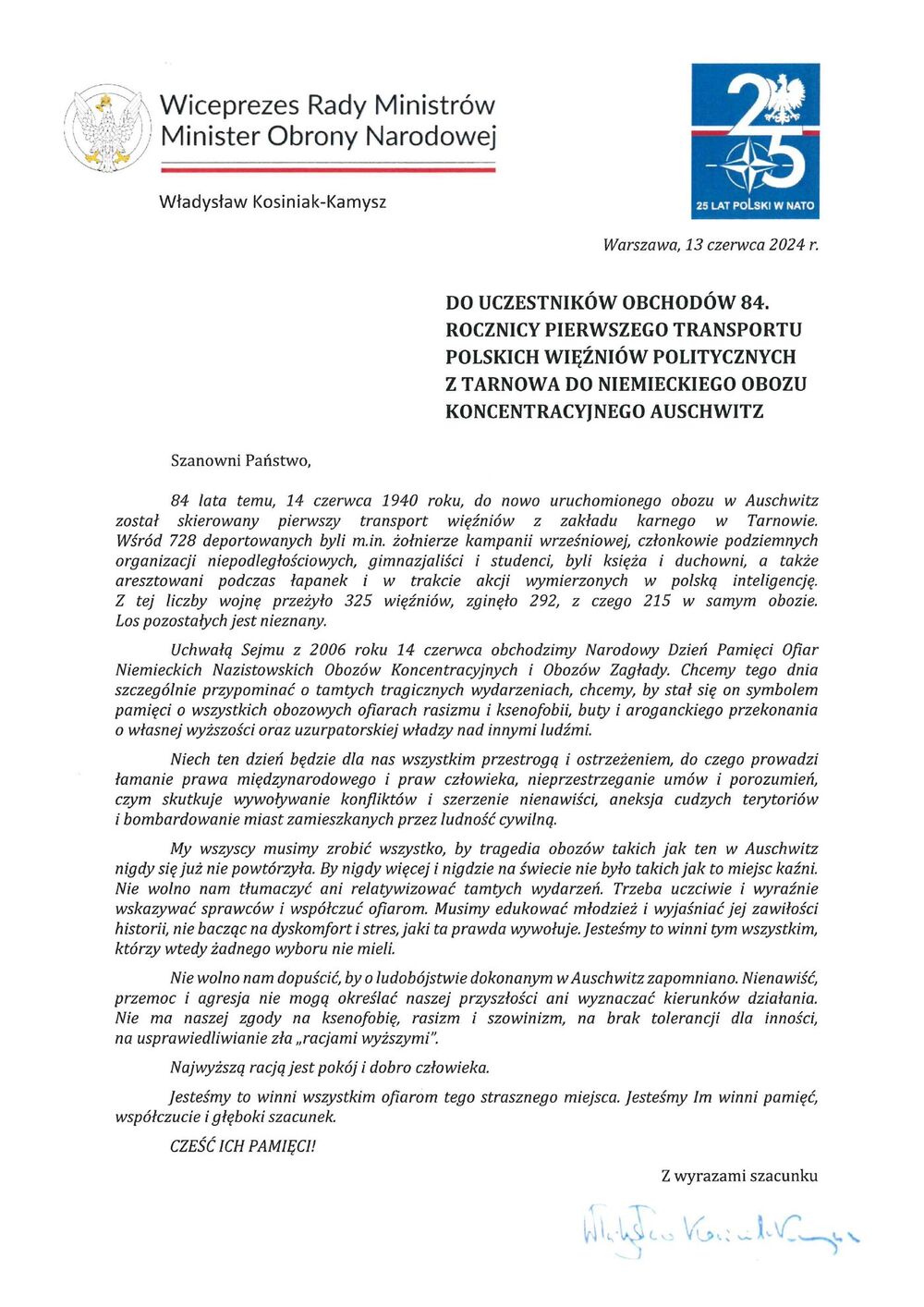 List wicepremiera Władysława Kosiniaka-Kamysza