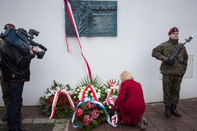 Odsłonięcie tablicy upamiętniającej ofiary operacji polskiej NKWD – Kraków, 8 stycznia 2018. Fot. Sławomir Kasper #30