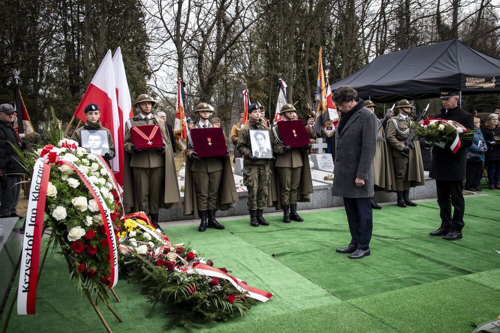 Uroczystości pogrzebowe trzech Żołnierzy Wyklętych w Krakowie. Fot. Agnieszka Masłowska (IPN)