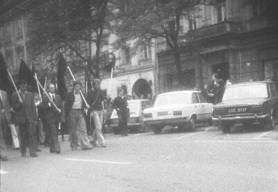 Czarny marsz w Krakowie, 15 maja 1977 r. Fot. Archiwum IPN