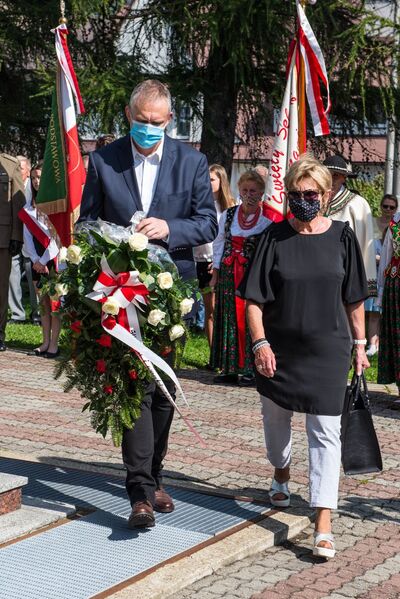 Odsłonięcie tablicy pamięci ofiar zbrodni katyńskiej – Skomielna Biała, 13 września 2020. Fot. Agnieszka Masłowska IPN