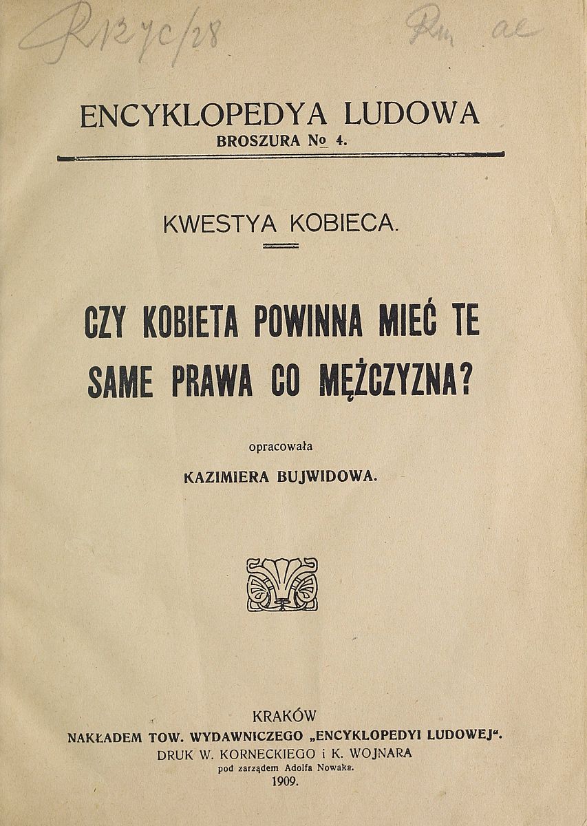 Broszura dotycząca równouprawnienia kobiet, 1909 r.