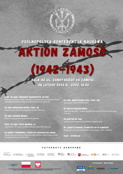 Ogólnopolska Konferencja Naukowa „Aktion Zamość (1942-1943)“ - Zamość, 28 luty 2023 r.