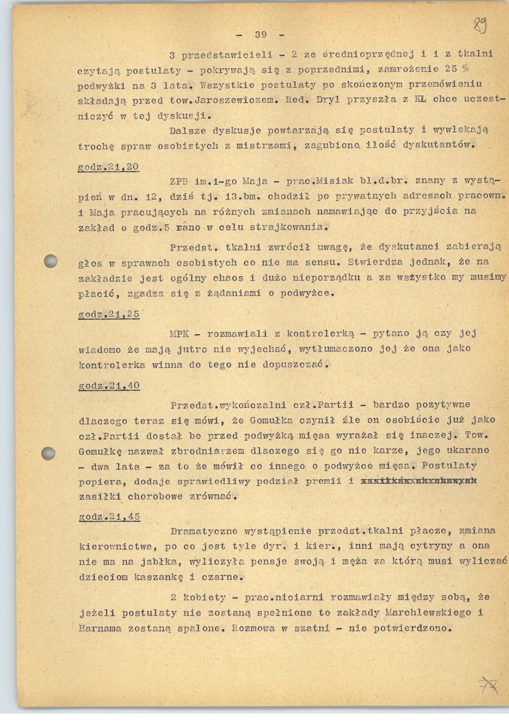 Kronika wydarzeń z terenu Łodzi, luty 1971 r., k. 39 (sygn. AIPN Ld pf 10/987, k. 89)