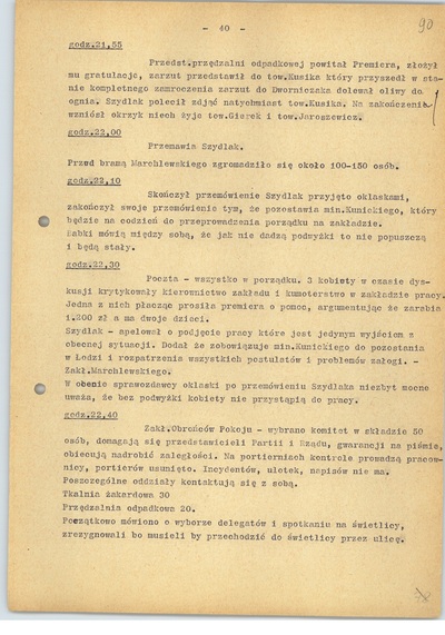 Kronika wydarzeń z terenu Łodzi, luty 1971 r., k. 40 (sygn. AIPN Ld pf 10/987, k. 90)