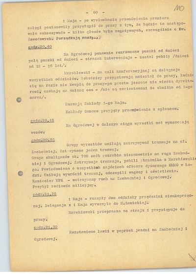 Kronika wydarzeń z terenu Łodzi, luty 1971 r., k. 60 (sygn. AIPN Ld pf 10/987, k. 110)