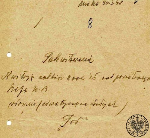 Pokwitowania za wykonanie zadania, podpisane przez agenta „Tor”