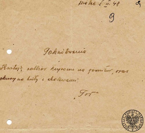 Pokwitowania za wykonanie zadania, podpisane przez agenta „Tor”