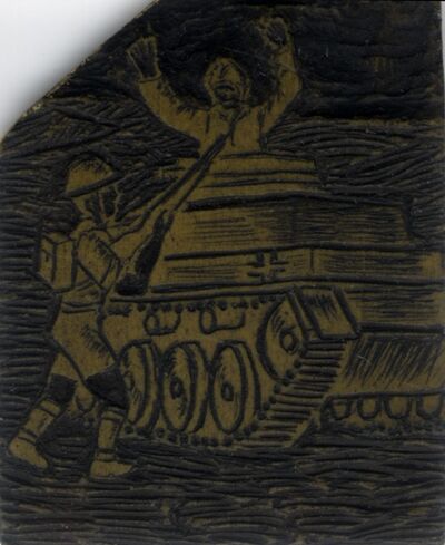 Matryca wykonana z PCV służąca do produkcji znaczków pocztowych „Solidarności” o tematyce II wojny światowej