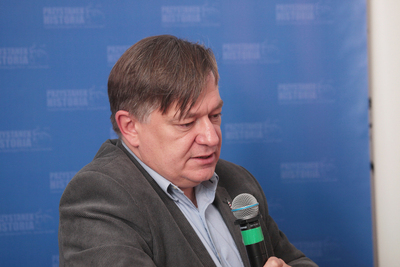 Dr Wojciech Muszyński. Dyskusja na temat polskich formacji wojskowych na Wschodzie – Warszawa, 21 lutego 2019. Fot. Piotr Życieński (IPN)