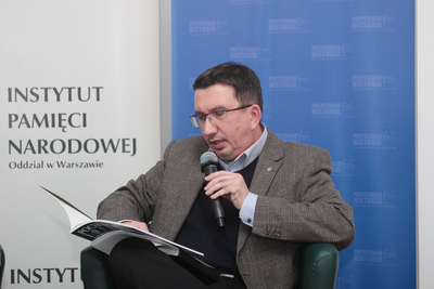 Dr Tomasz Łabuszewski. Dyskusja na temat polskich formacji wojskowych na Wschodzie – Warszawa, 21 lutego 2019. Fot. Piotr Życieński (IPN)