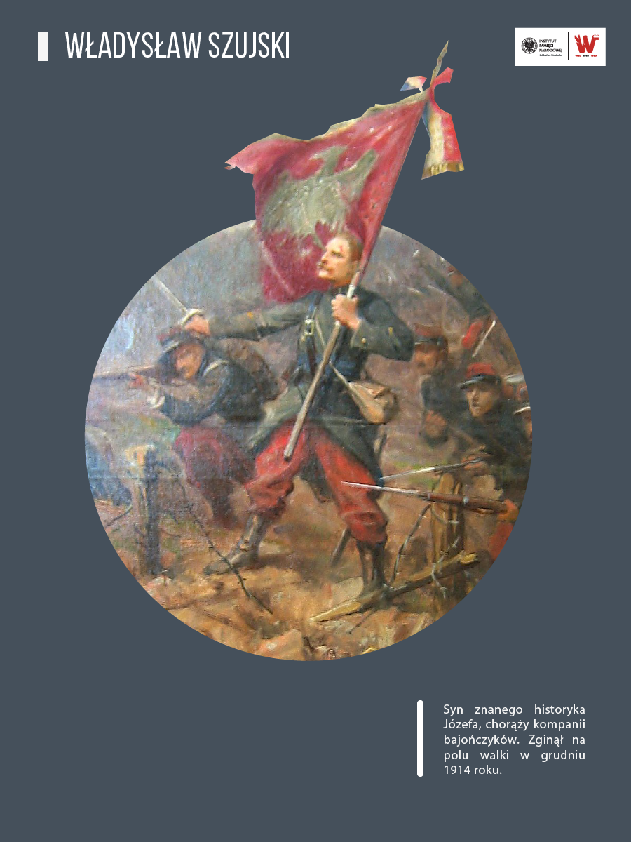 Grafika przedstawia Władysława Szujskiego w mundurze Legii Cudzoziemskiej podczas bitwy