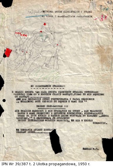 Ulotka propagandowa 1950 r.