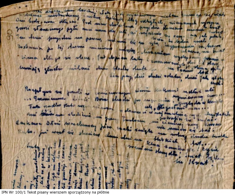 Tekst pisany wierszem sporządzony na płótnie