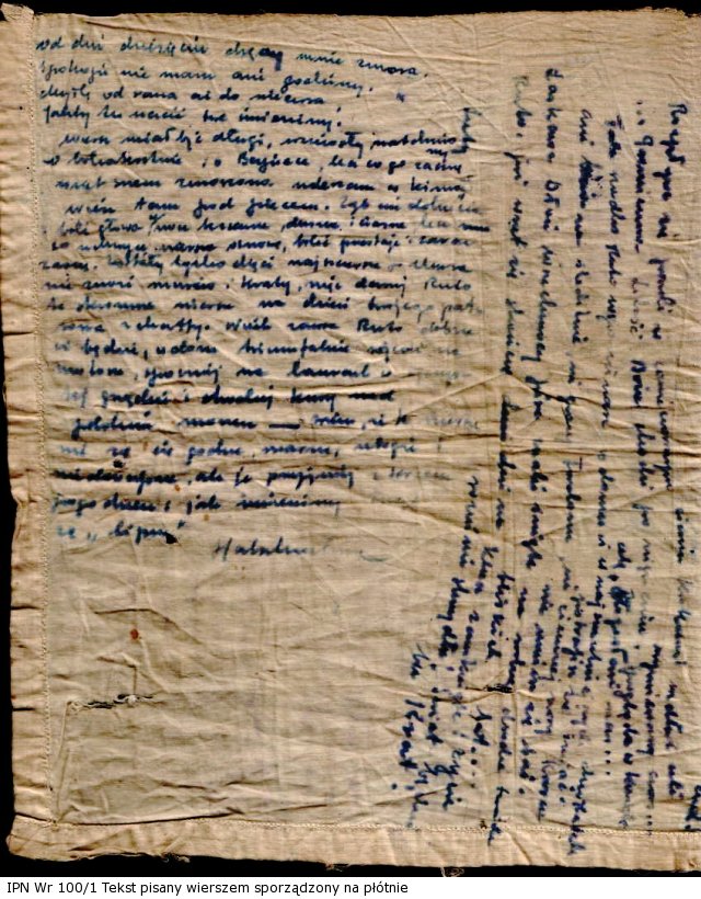 Tekst pisany wierszem sporządzony na płótnie