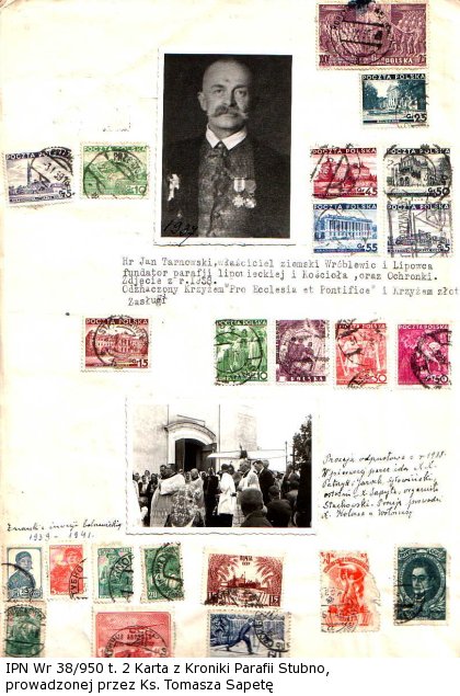 Karta z Kroniki Parafii Stubno, prowadzonej przez Ks. Tomasza Sapetę