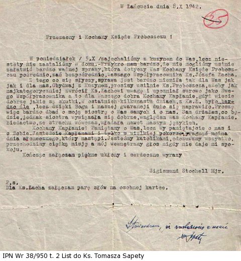 List do Ks. Tomasza Sapety