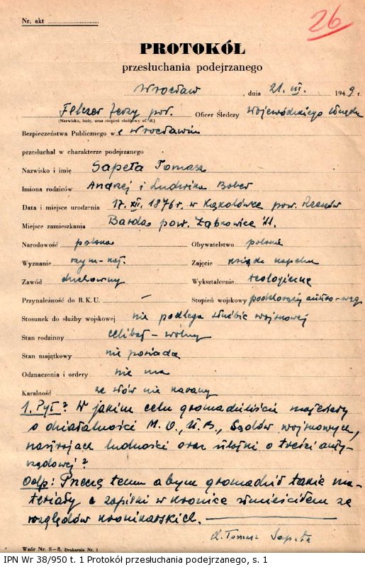 Protokół przesłuchania podejrzanego