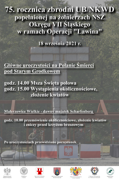 Zaproszenie na uroczystości upamiętniające zamordowanych przez UB żołnierzy NSZ – Stary Grodków (woj. opolskie), 18 września 2021